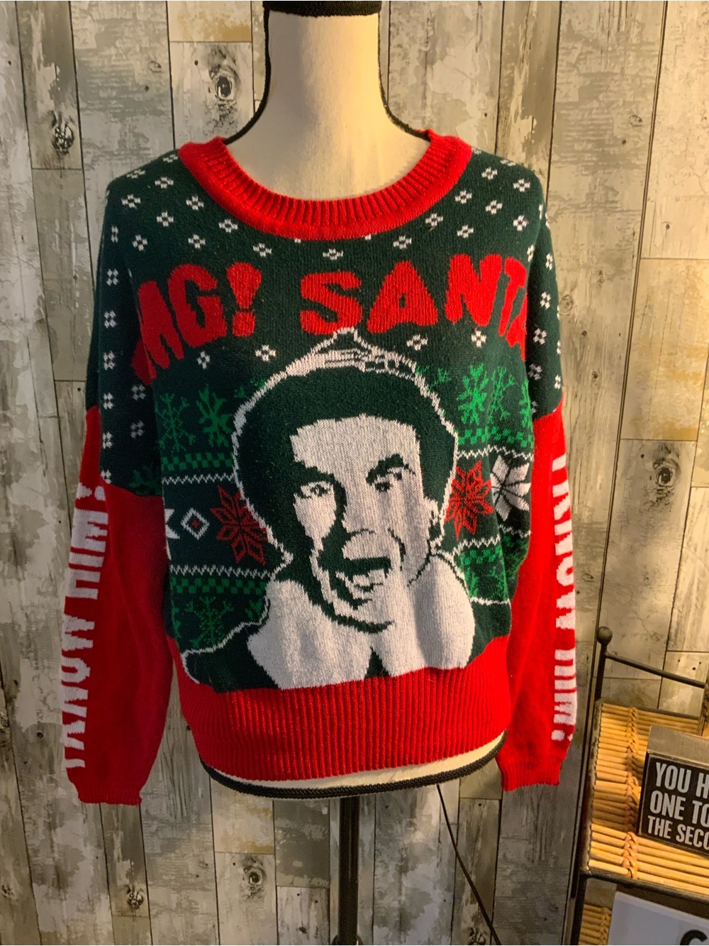 ELF Red & Green Crewneck Holiday Graphic Sweater